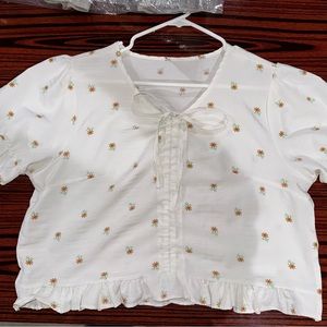 white floral top